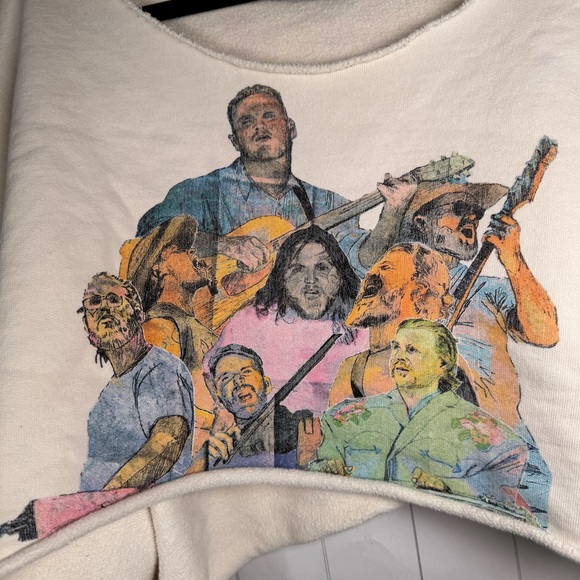 Zach Bryan Quittin Time Tour Custom Cut Cropped Sweatshirt Concert Festival L/XL - Picture 4 of 7